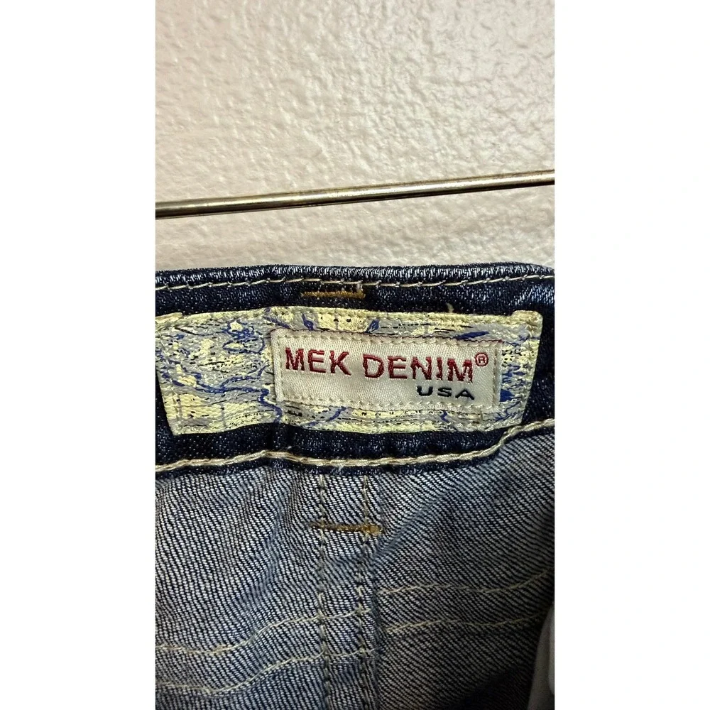 MEK Denim‎ Henderson Bootcut Jeans 28 Dark Wash Distressed Y2K W1HENDB2 DKBLU